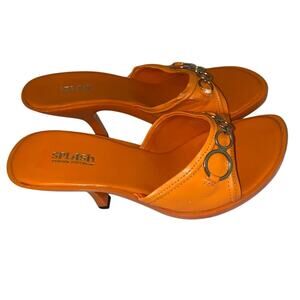 Splash Women's Orange Heel Casual Slide Sandals Open Toe Slip On Size 5.5